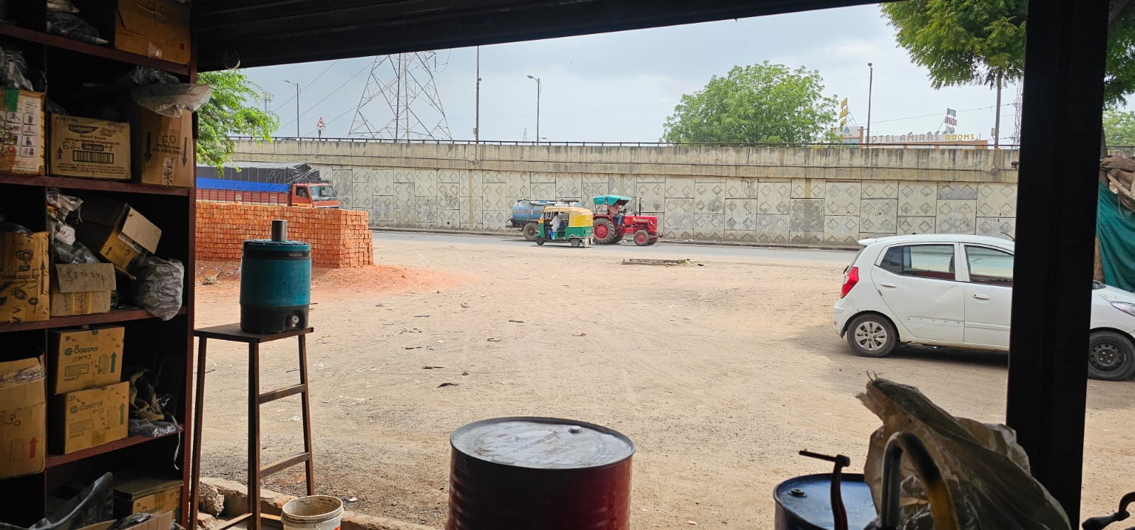 Roadside view of the shop location in Chhatral