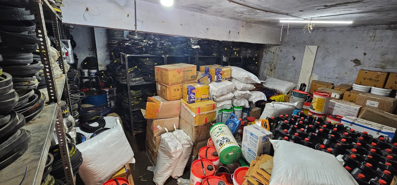 Warehouse stocked with belts, bearings and industrial spares